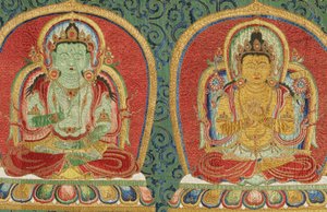 Détail de la Thangka impériale brodée en soie - Ming Dynasty Chinese School