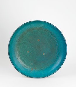 Plat avec glaçure turquoise