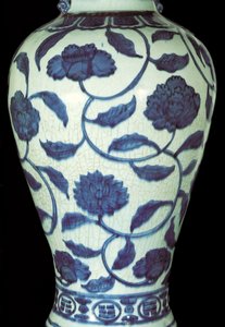 Grand vase bleu et blanc, Période Jaijing