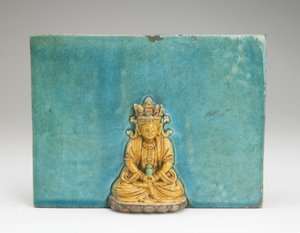 Carreau avec figure du Bouddha Amitabha