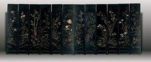 Écran coromandel à douze panneaux, Weiping - Ming Dynasty Chinese School