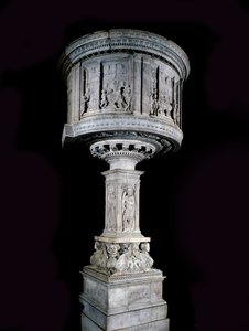 Art de la Renaissance : Chaise de Pasquino di Matteo (1425-1485), sculptée par Mino da Fiesole (1429-1484) et Antonio Rossellino (1427-1479) (chaire en marbre blanc (1469-1473) avec reliefs par Antonio Rossellino et Mino da Fiesole) - Mino da Fiesole