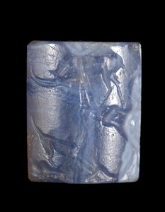 Sceau cylindrique, Période Minoenne Moyenne III - Période Minoenne Tardive I c.1800 - c.1450 av. J.-C. (calcédoine bleue)