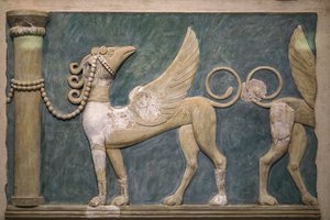 Fresque de griffons en haut-relief. Palais de Knossos - Minoan