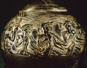 Vase du Moissonneur, de Hagia Triada, c.1550-1500 av. J.-C. (stéatite) - Minoan
