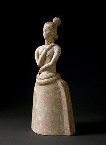 Art minoen : figurine en terre cuite de femme en attitude de prière. Du sanctuaire de Piskokephalo en Crète. 1700-1450 av. J.-C. - Minoan