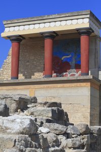 Site archéologique minoen de Knossos, entrée nord, hall du pilier nord - Minoan