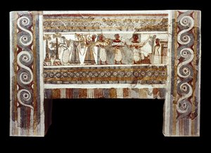 Scène de culte des morts, fresque sur le sarcophage d