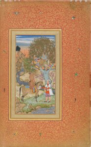 Prince à cheval offrant du vin à un jeune homme, c.1600 - Mir Ali Al Husayni