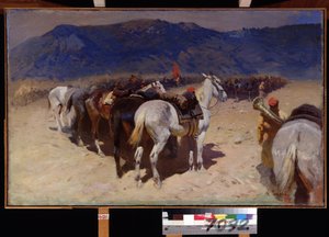 La pause de la cavalerie, le 29e régiment de cavalerie à Boukhara - Mitrofan Borisovic Grekov
