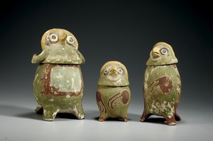Trois vases effigies en terre cuite polychrome Mixtec, c.900-1200 - Mixtec