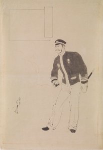 Dessin préparatoire pour une gravure sur bois représentant un officier naval japonais pendant la guerre sino-japonaise