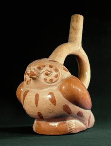 Art précolombien, culture mochica : vase en terre cuite en forme de hibou - Moche Moche