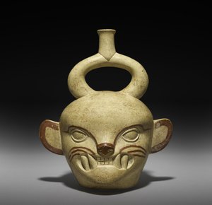 Vaisseau en forme de tête féline, 100-800 après J.-C. - Moche Moche