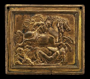 Scène de bataille, dans un cadre rectangulaire