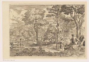 Paysage forestier avec satyres