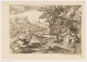 Paysage avec saint Jérôme et deux lions combattants