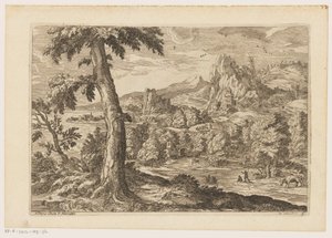 Paysage avec figures le long d
