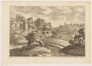 Paysage avec ruines et cerfs - Moise Jean Baptiste Fouard