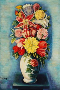 Flowers: Dahlias, Tulips, and Lilies; Bouquet de Fleurs: Dahlias, Tulipes, Lys et Liliums - Moise Kisling
