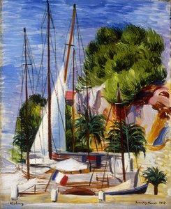 Sailing Boats in the Port of Sanary ; Voiliers dans le Port de Sanary - Moise Kisling