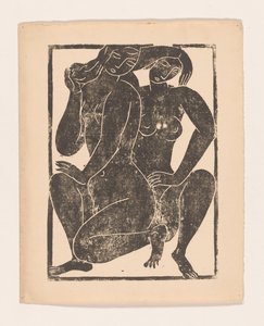 Deux femmes nues accroupies - Moissej Kogan