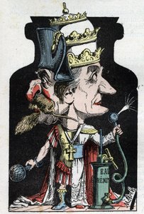 Allégorie du Concordat (signé entre Pie VII et Bonaparte) de 1801 représentée par Moloch comme un dispositif de compression avec Napoléon III et le Pape