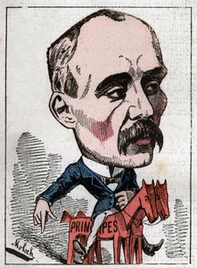 Portrait de Georges Clemenceau (1841-1929), homme politique dans « Le Trombinoscope » par Touchatout, caricature de B. Moloch de 1882 (1849-1909). Collection privée - Moloch