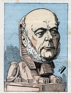 Portrait de Jules Grévy (1807-1891) président de la République française dans « Le Trombinoscope » par Touchatout, caricature de B. Moloch de 1882 (1849-1909). Collection privée - Moloch