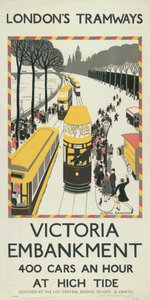 Victoria Embankment, affiche des tramways du London County Council, 1926