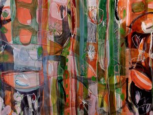 Jardin abstrait aux couleurs vives - Monika Riethmueller