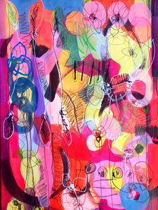 Jardin abstrait aux couleurs vives