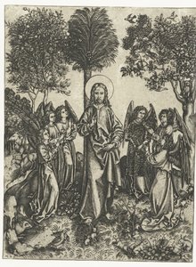 Christ dans le désert avec des anges - Monogrammist IE