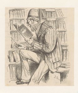 Homme dans une librairie - Monogrammist LB (Duitsland 19e eeuw)