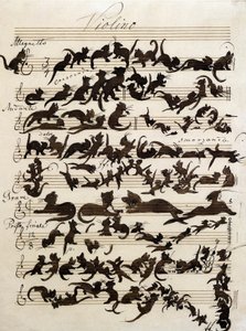 La symphonie du chat (Die Katzensymphony) dessin de Moritz von Schwind de 1868. Staatliche Kunsthalle Karlsruhe.