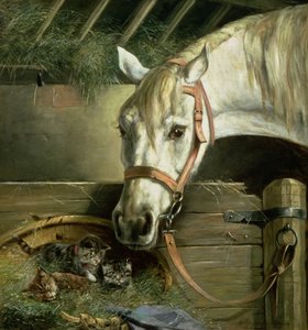 Cheval et chatons, 1890 - Moritz Muller