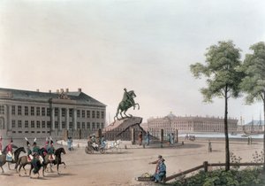 Vue de la Place de Pierre le Grand et de la Maison du Sénat à Saint-Pétersbourg, illustration pour mai de 