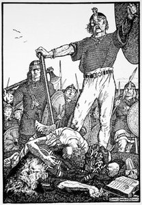 Mort de Brian Boru à la Bataille de Clontarf, Irlande, 1014, 1913 - Morris Meredith Williams