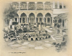 Cour intérieure à Damas - Mortimer L Menpes