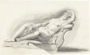 Statue de femme nue, allongée sur un coussin - Moses Ter Borch