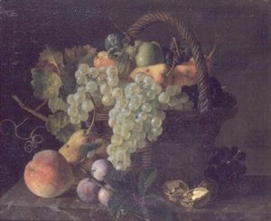 Nature morte de fruits dans un panier - Mouchet Mouchet