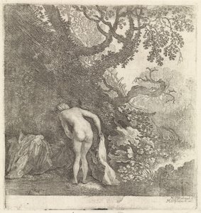Femme se baignant, vue de dos