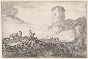 Paysage avec tour ronde (Arcadische landschappen, série)