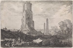 Paysage avec deux obélisques et la 