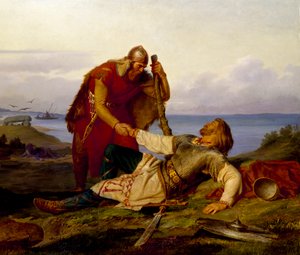 Hjalmar fait ses adieux à Örvar-Oddr après la bataille de Samsø - Mårten Eskil Winge