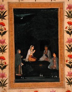 Dame visitant un ashram la nuit, du petit album Clive - Mughal School