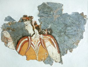 Dame de cour, fresque du Palais de Mycènes, Grèce, Civilisation mycénienne - Mycenaean