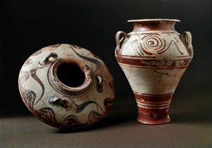 Art mycénien : vases en céramique. 1400 av. J.-C. Musée de l
