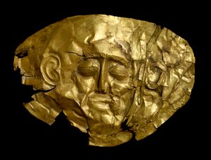 Art mycénien : masque funéraire en or