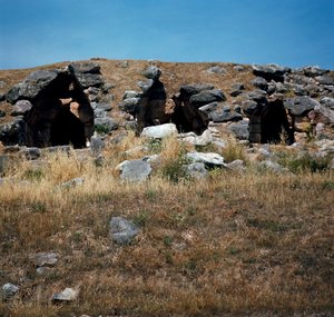 Art mycénien : maisons construites dans les fortifications de la ville de Tirynthe, vers 1200 av. J.-C. - Mycenaean